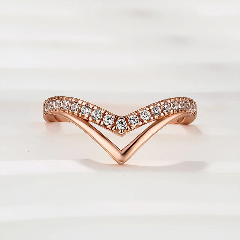 Classic Rose Gold Curved Wedding Band In Sterling Silver Bridal Set Fashionable Article