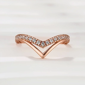 Classic Rose Gold Curved Wedding Band In Sterling Silver Polished Geometry Suburban Trend