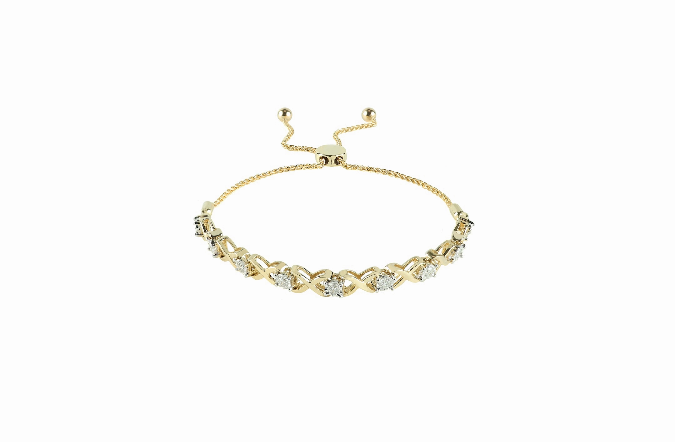 Monochromatic Tones Diamond Bolo Bracelet in Yellow Gold