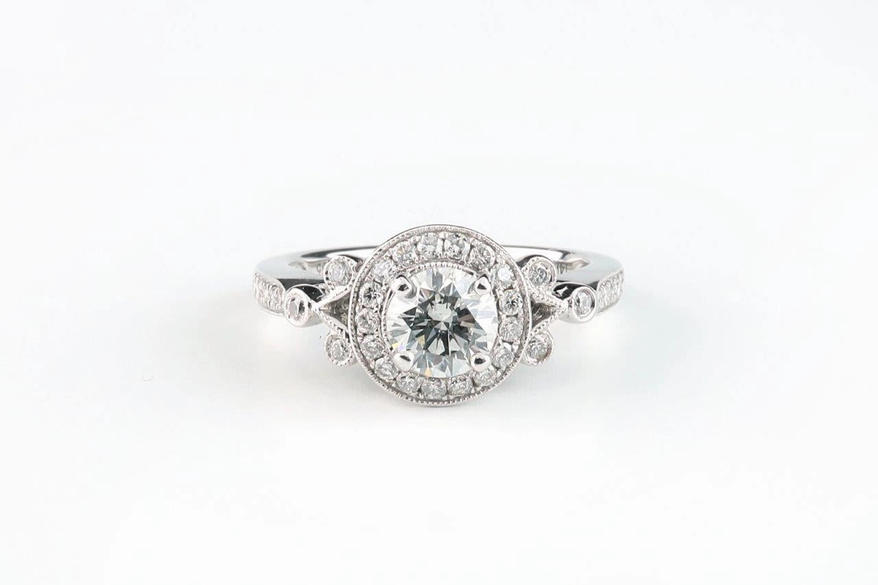 Luminous Sparkle Diamond Engagement Wedding Set 14k White Gold 1.10ctw