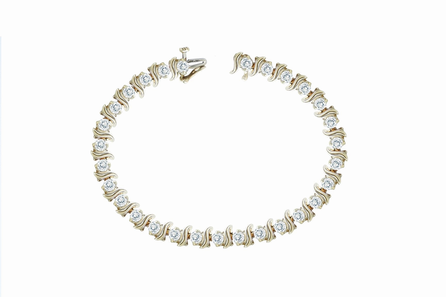 Bold Shine Pieces Diamond Tennis Bracelet 14k Yellow Gold