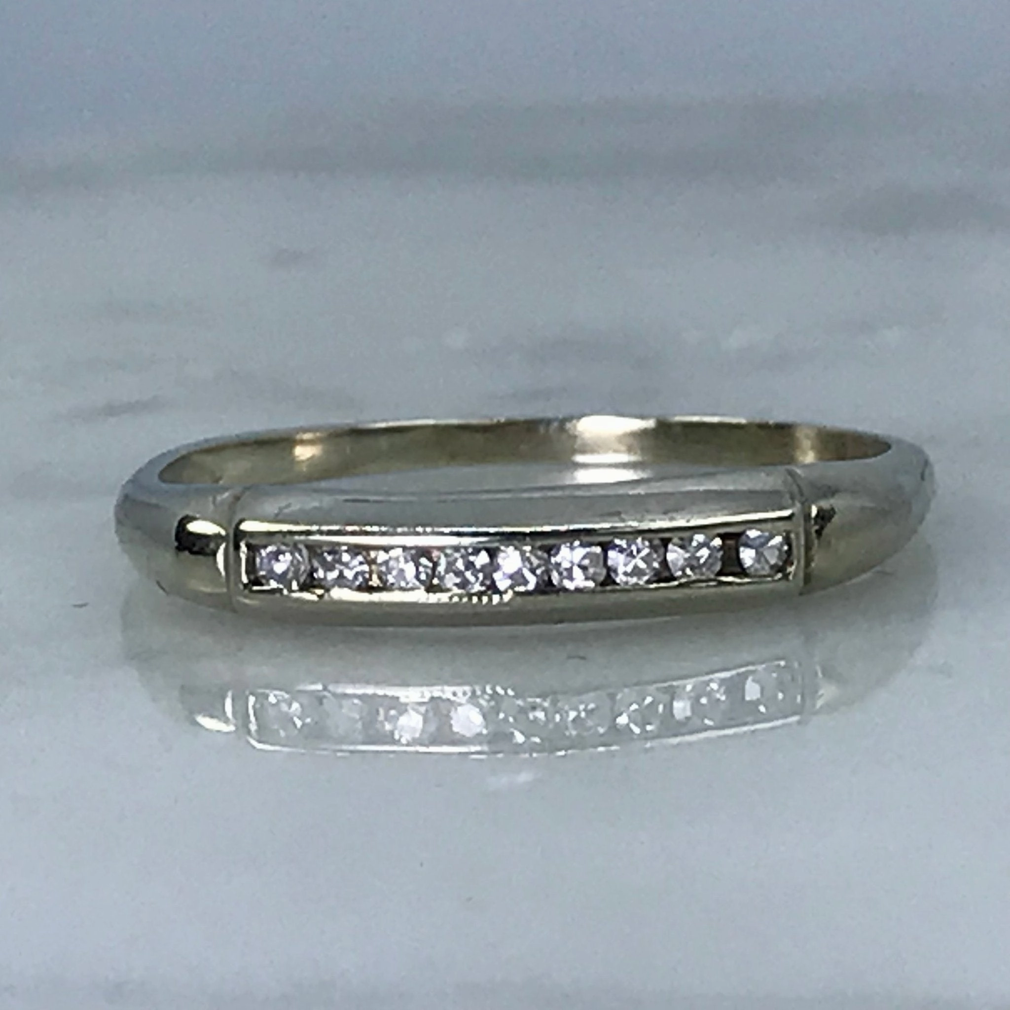 Diamond Wedding Band. 14K White Gold. April Birthstone. 10th Anniversary. Stacking Ring. Sophisticated piece