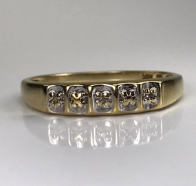 Handmade Jewelry Pieces Bold Option Diamond Wedding Band or Stacking Ring. 10K Yellow Gold. April Birthstone. 10th Anniversary.