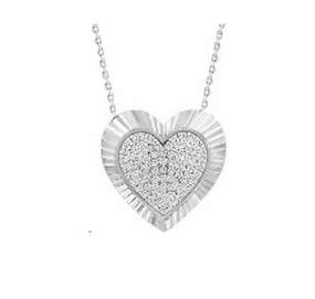 LADIES PENDANT WITH CABLE CHAIN 0.20CT ROUND DIAMOND 10K WHITE GOLD Glitter Detail Radiant Gems