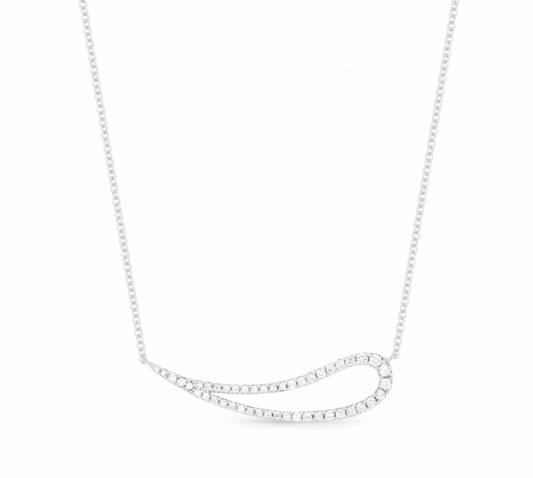 Daily Essential Sterling Silver Horizontal Curved Teardrop Necklace