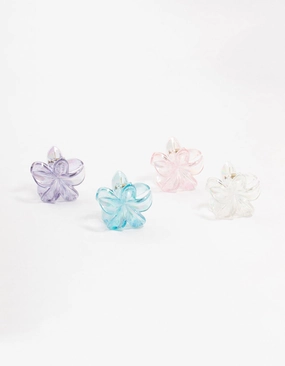 Mini Plastic Irregular Frangipani Claw Clips 4-Pack Luxury Ready