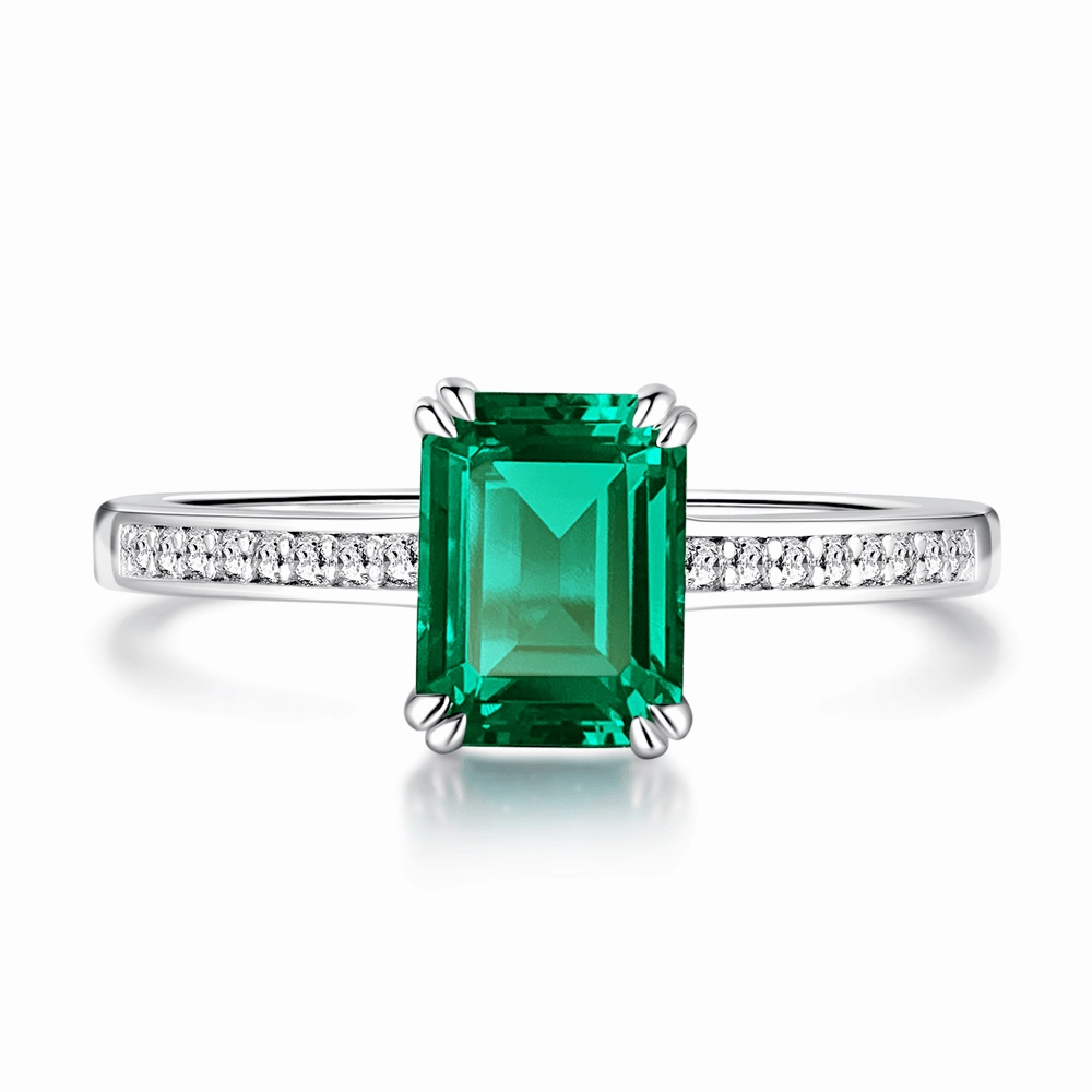 Petite Micropav?? Emerald Cut Emerald Ring Custom Design Pieces