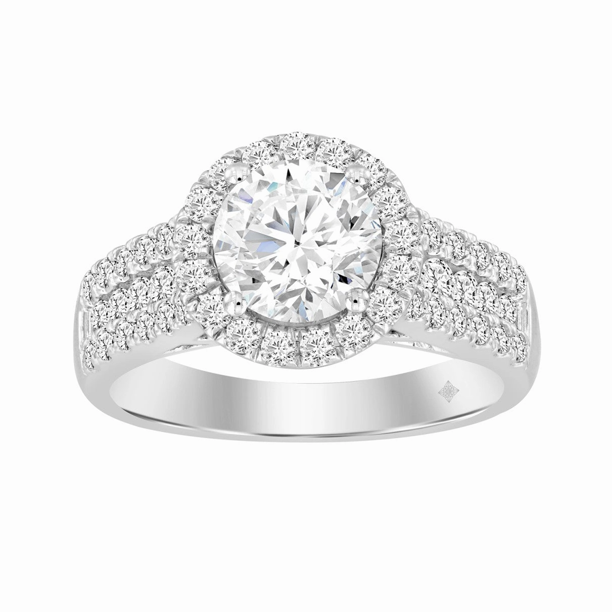 LADIES RING 2 1/4CT ROUND DIAMOND 14K WHITE GOLD Weekend Piece Minimal Finish