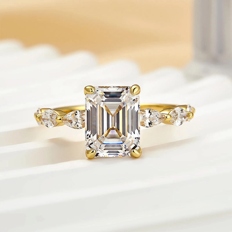 Wonderful Article Sturdy Art Louily Yellow Gold Emerald Cut Engagement Ring For Women