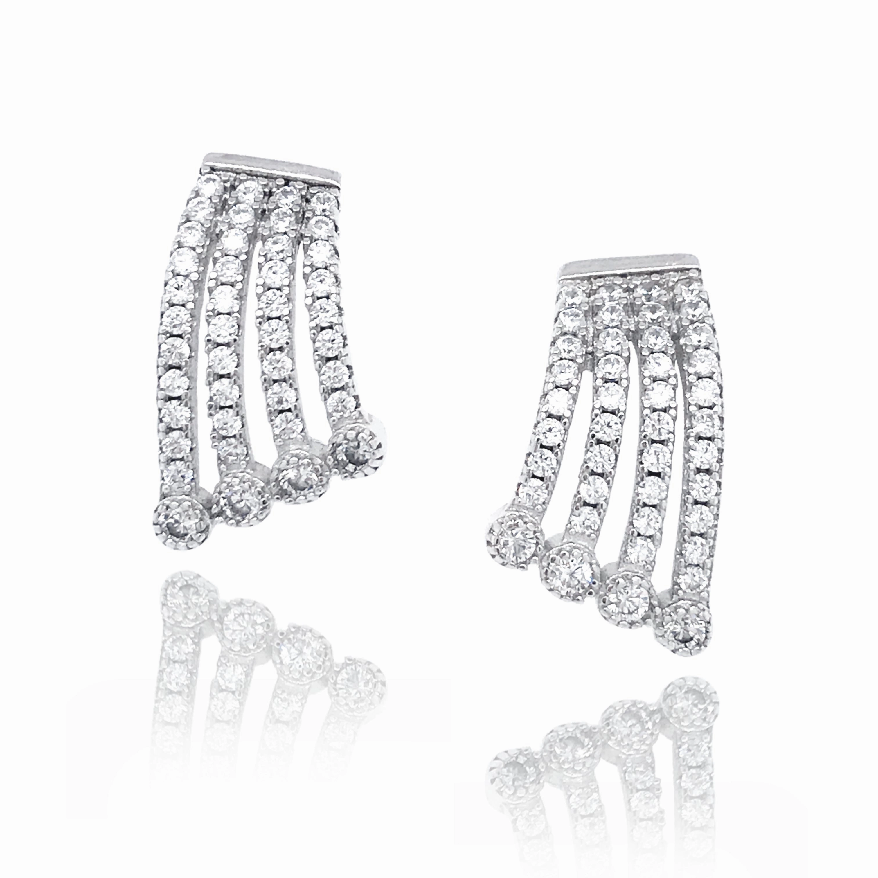 Sterling Silver MicroPave Stud Earrings Charming Detail Artisan Accent