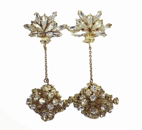 Shining Craft Rhinestone Drop Earrings by Hattie Carnegie. Stunning Clip-on Earrings with Lots of  Sparkle.