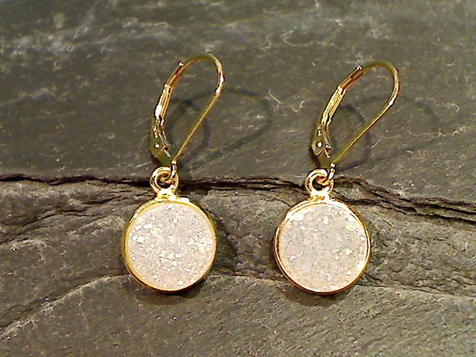 Druzy Quartz, Gold Filled Earrings Vibrant Style