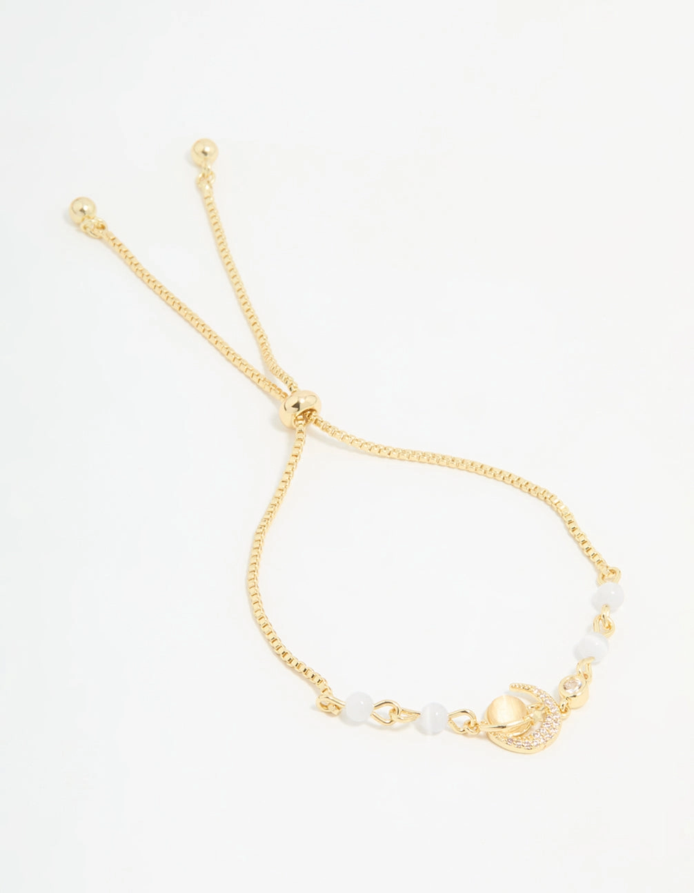 Gold Plated Cubic Zirconia Quartz Celestial Toggle Bracelet Stellar Design