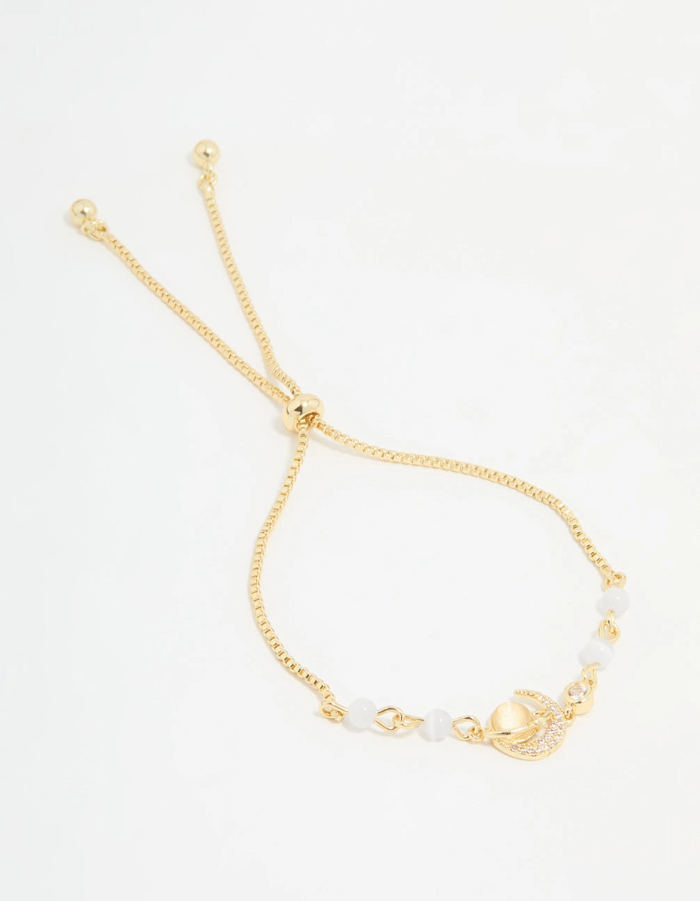 Gold Plated Cubic Zirconia Quartz Celestial Toggle Bracelet Mint State