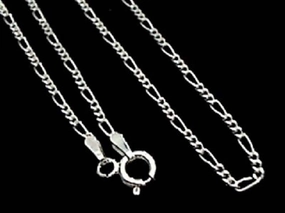 Shimmer Detail Luxury Glow 18" Thin Gauge 1.5mm Figaro Chain, Sterling