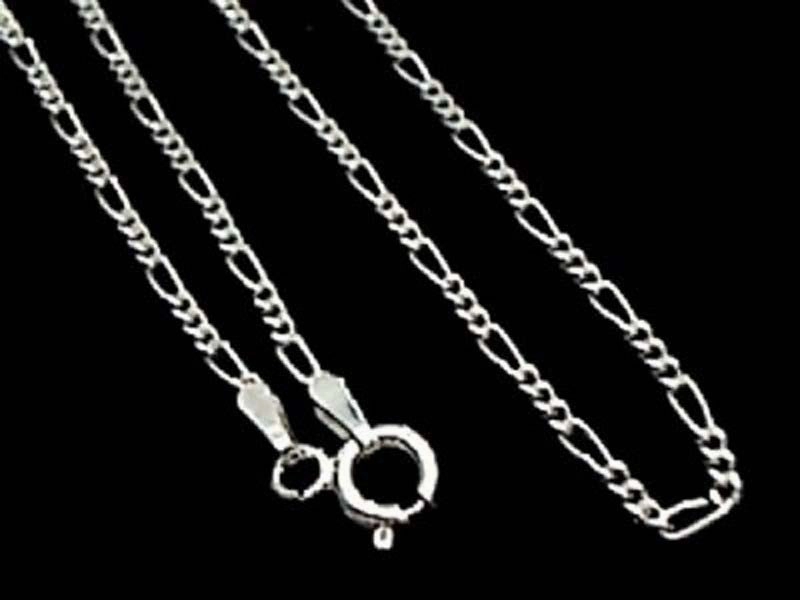 Shimmer Detail Luxury Glow 18" Thin Gauge 1.5mm Figaro Chain, Sterling