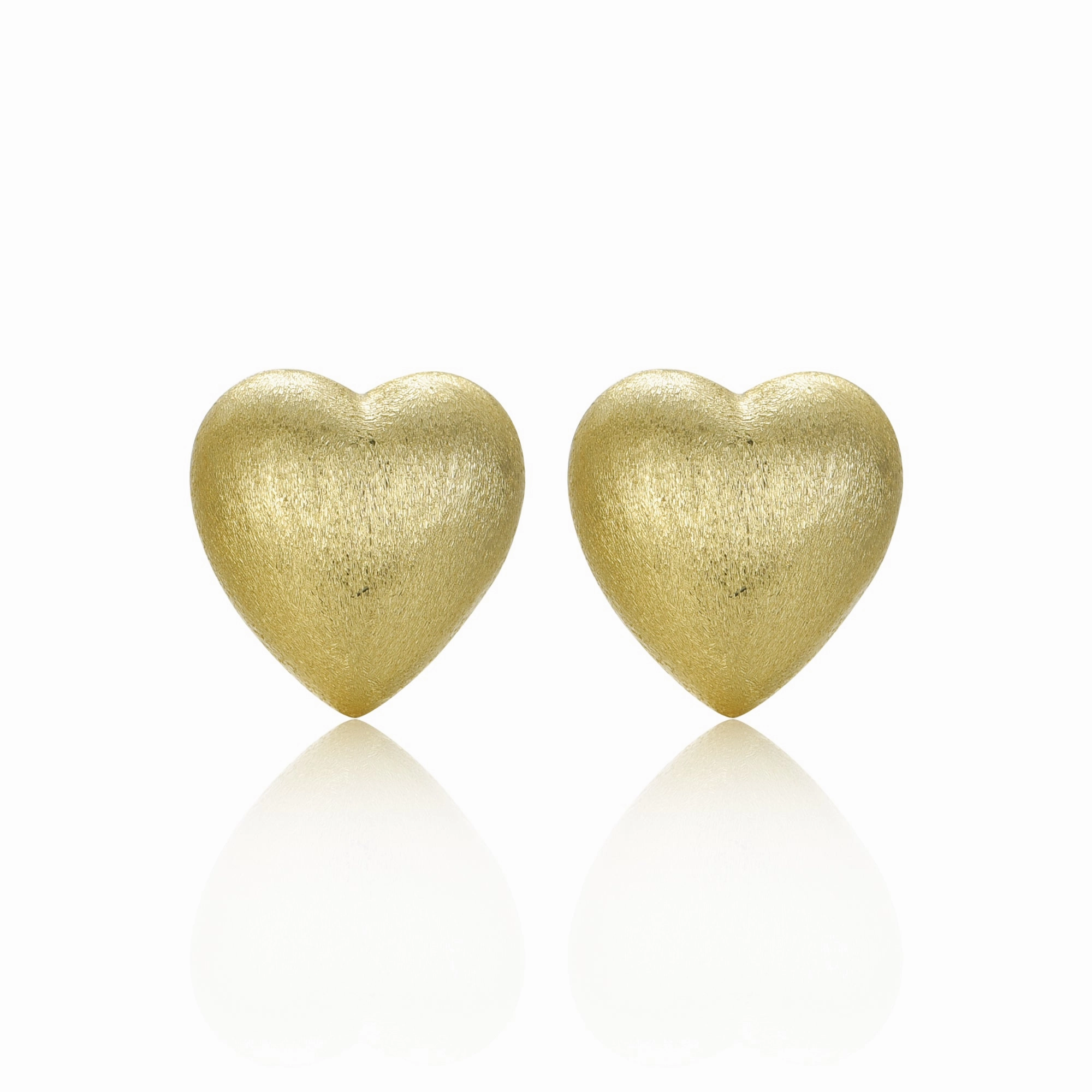 Bold Option Gold Plated Surgical Steel Puffy Heart Stud Earrings