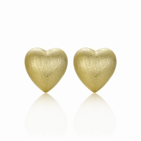 Bold Option Gold Plated Surgical Steel Puffy Heart Stud Earrings