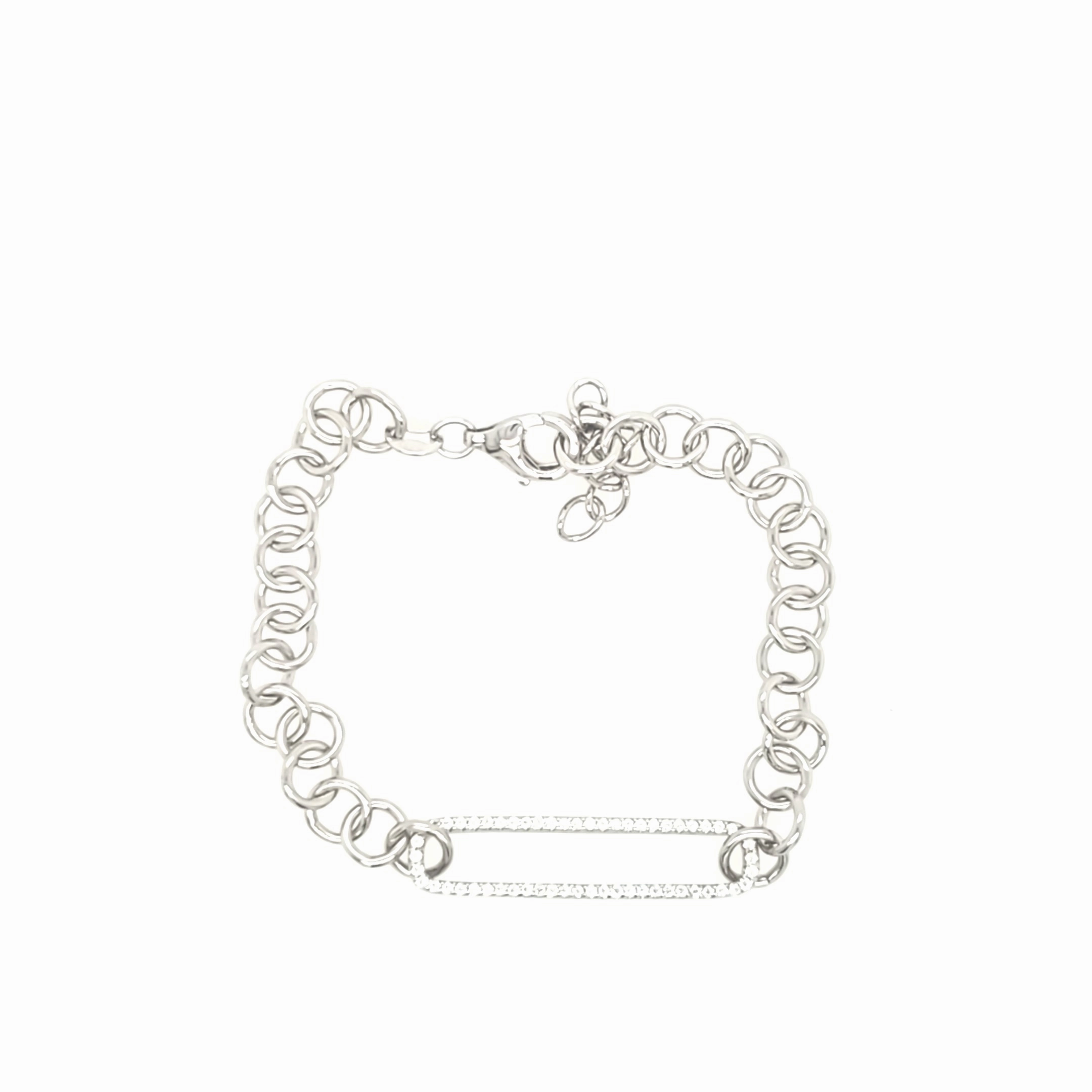 Statement Look Golden Light Sterling Silver Gold Plated CZ Long Rectangle Bracelet