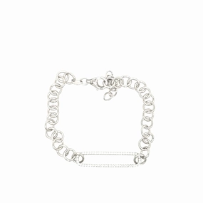 Statement Look Golden Light Sterling Silver Gold Plated CZ Long Rectangle Bracelet