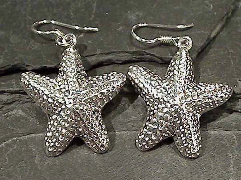 Precious Gemstones Luxe Mood Sterling Silver Starfish Earrings