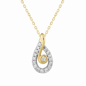 LADIES PENDANT WITH CHAIN 0.16CT ROUND DIAMOND 14K YELLOW GOLD Wardrobe Staple Radiant Craft