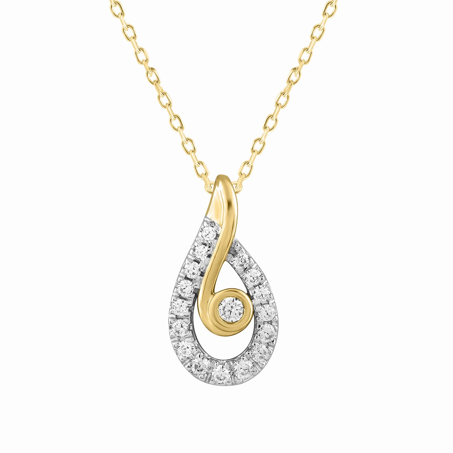 LADIES PENDANT WITH CHAIN 0.16CT ROUND DIAMOND 14K YELLOW GOLD Wardrobe Staple Radiant Craft