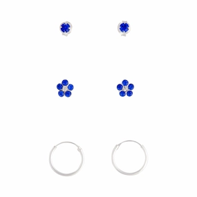 Sterling Silver Blue Stud, Flower & Hoop Pack Event Favorite