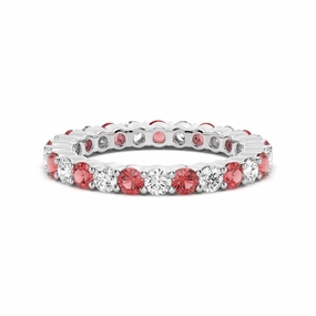 Fresh Statement Prong Set Ruby and White Sapphire Eternity Wedding Band