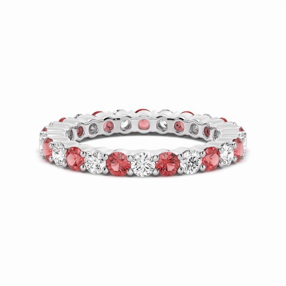 Fresh Statement Prong Set Ruby and White Sapphire Eternity Wedding Band