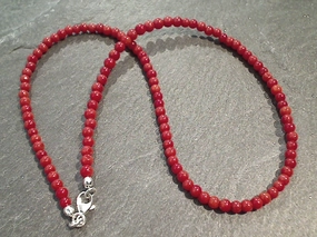 City Elegance Dazzling Style 14" Red Coral, Sterling Silver 3MM to 4MM Necklace