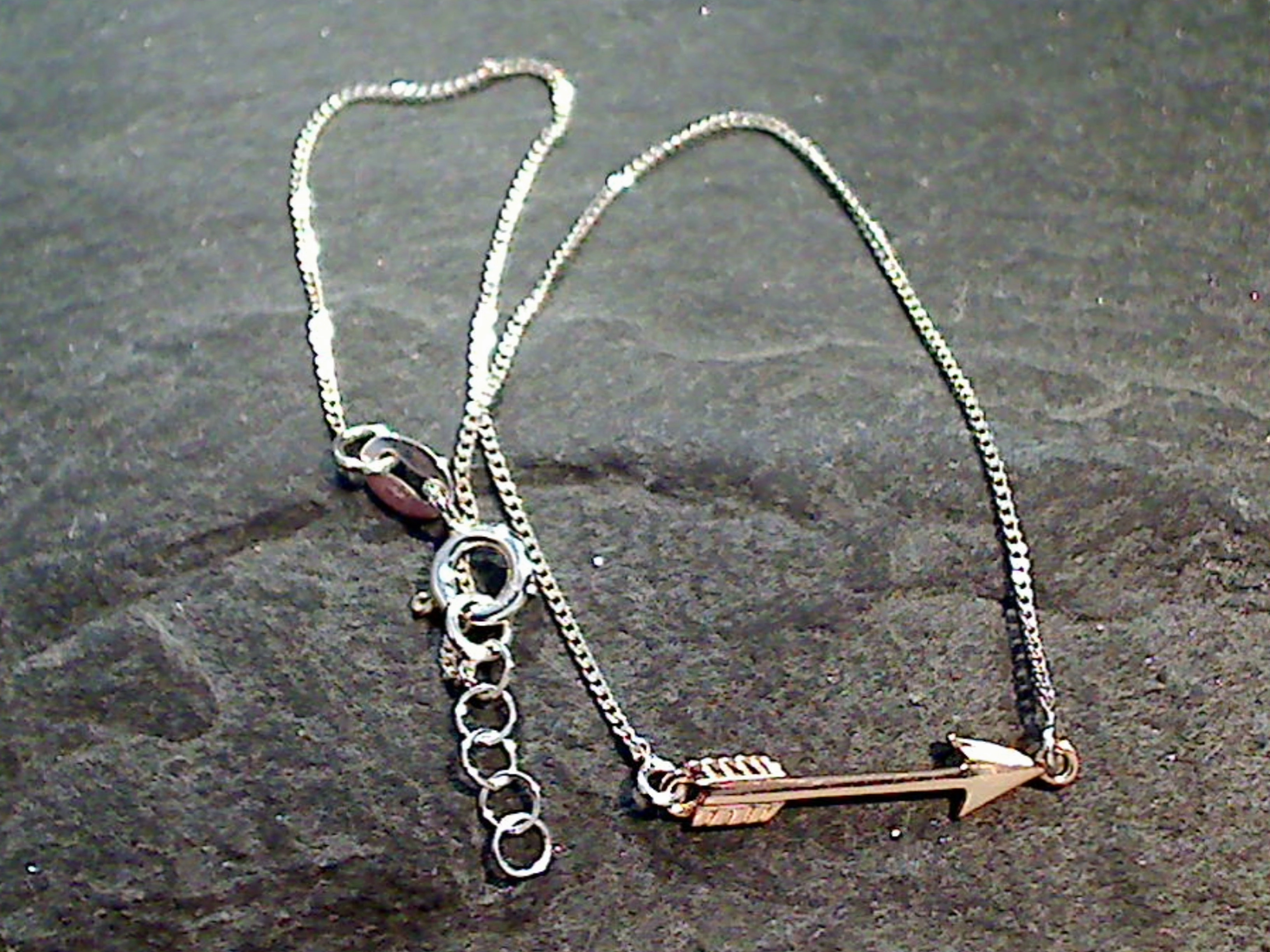 Travel Friendly 9.5" - 10" Sterling Silver Anklet With Gold Plated Arrow