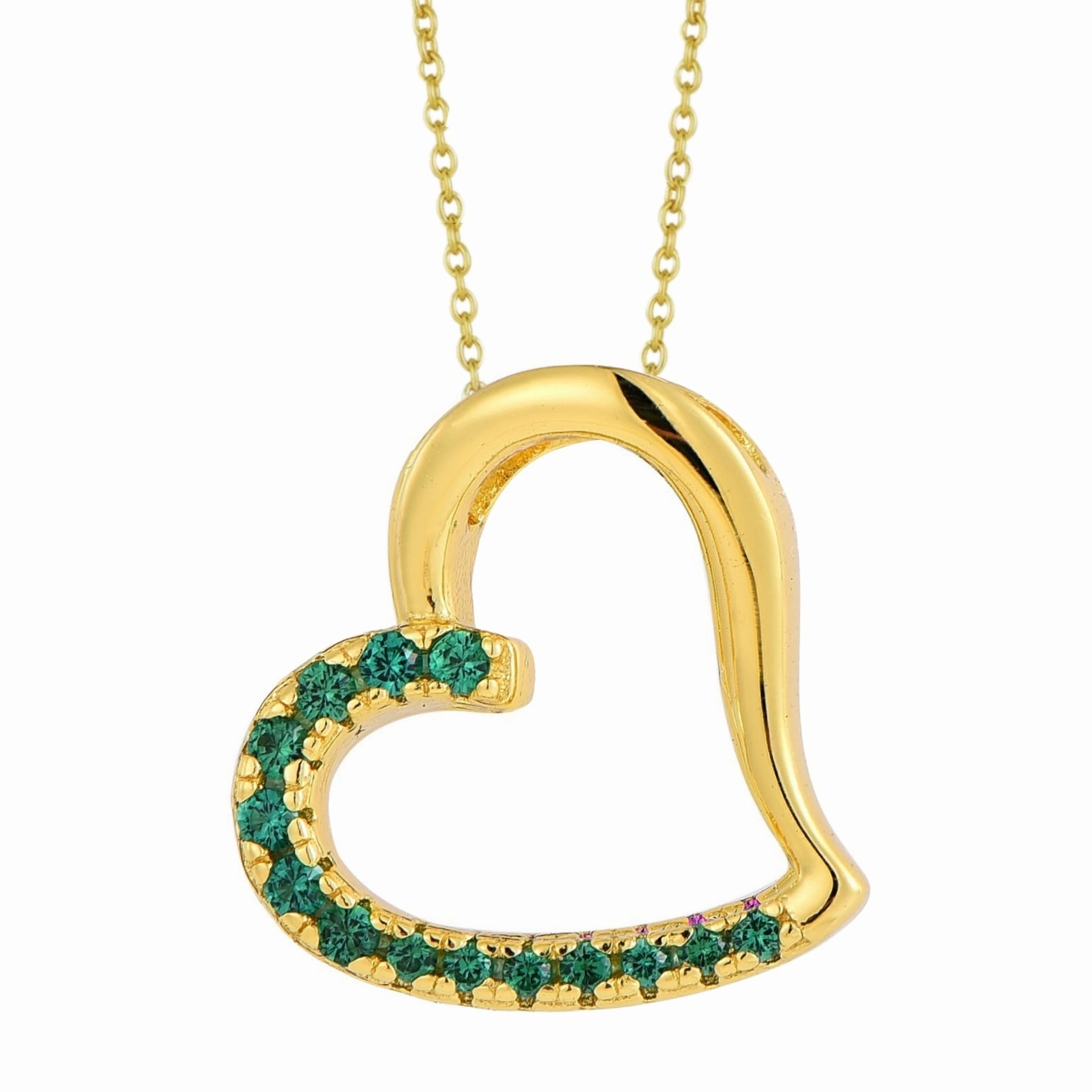 Luxury Fashion Sterling Silver Colorful Angled Heart Pendant Necklace