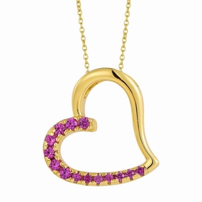 Glam Focus Sterling Silver Colorful Angled Heart Pendant Necklace