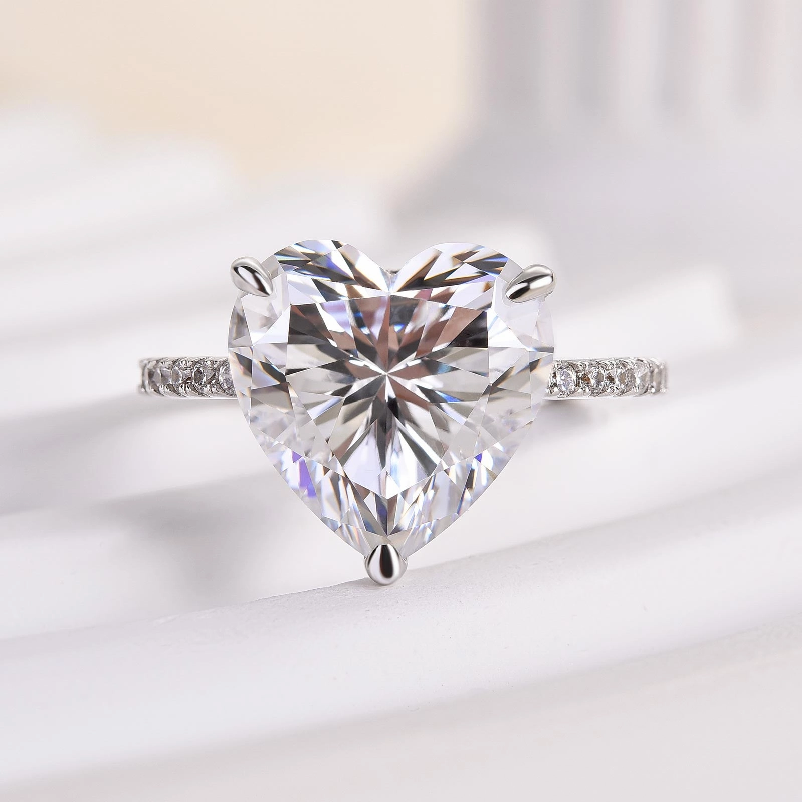 Louily Elegant Heart Cut Engagement Ring For Women In Sterling Silver Vibrant Accent Trendy Piece