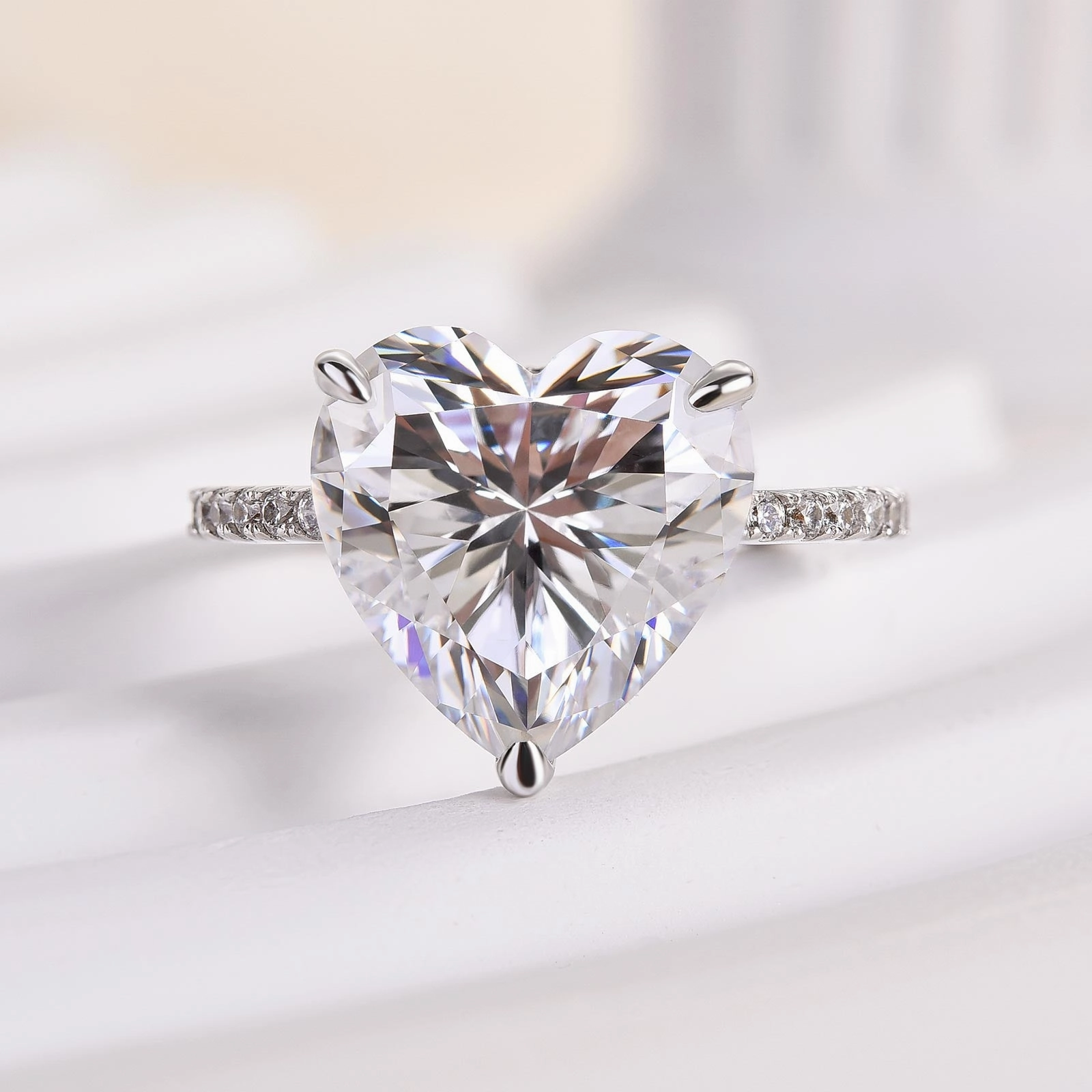 Louily Elegant Heart Cut Engagement Ring For Women In Sterling Silver Modern Insignia