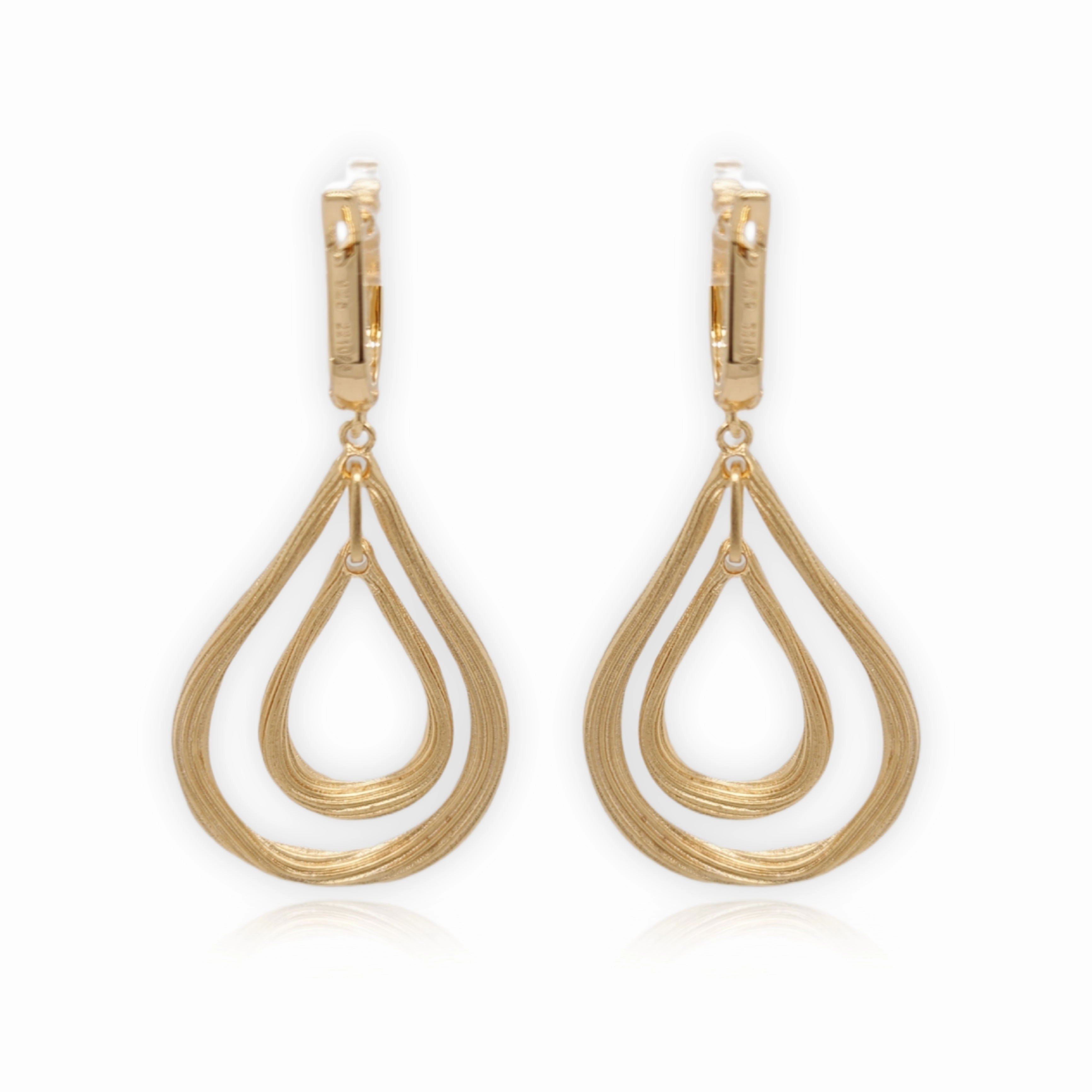 Gold Plated Sterling Silver Double Teardrop Earring Signature Look Unique Radiance
