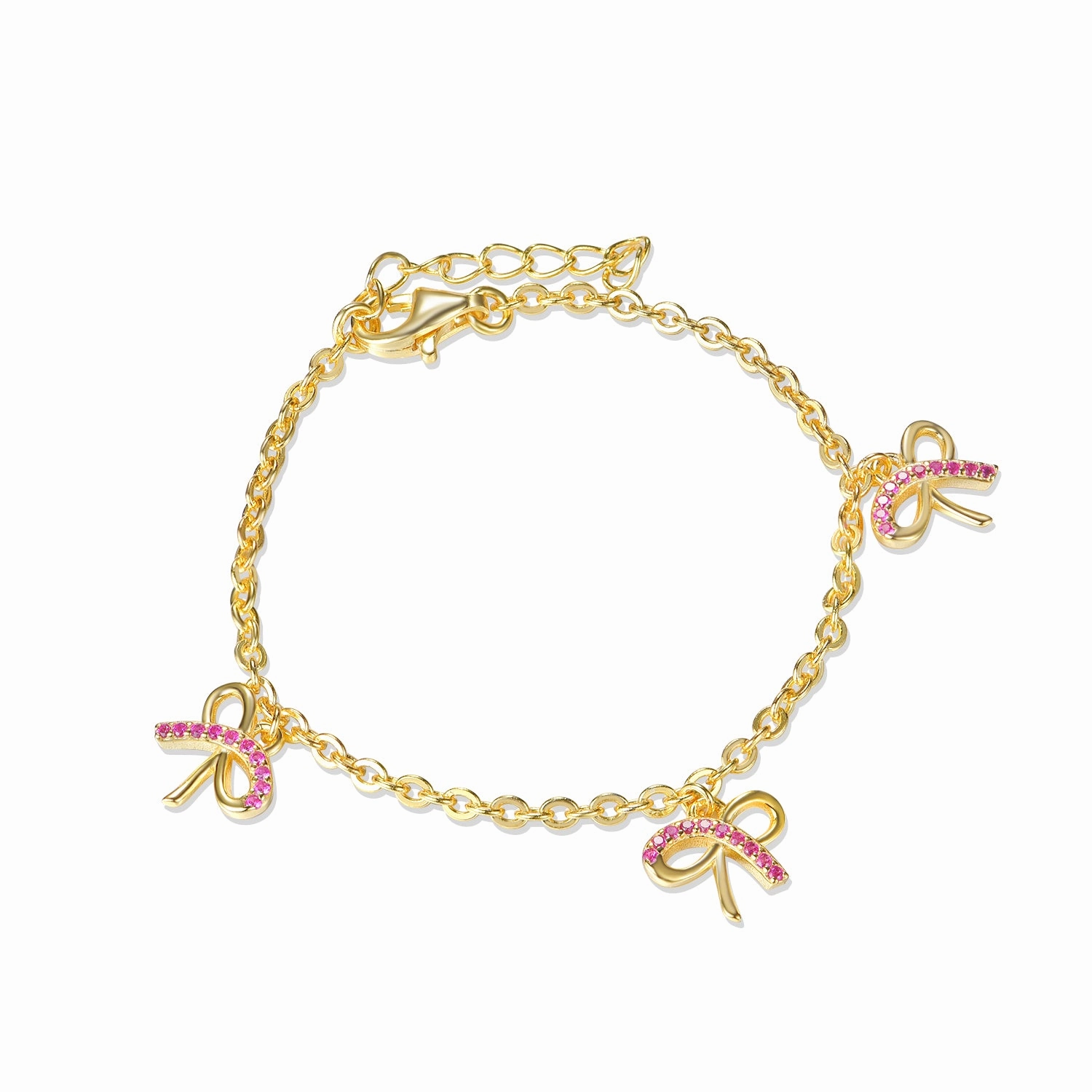 Gold Plated Sterling Silver Micropave Bowknot CZ Bracelet Formal Event