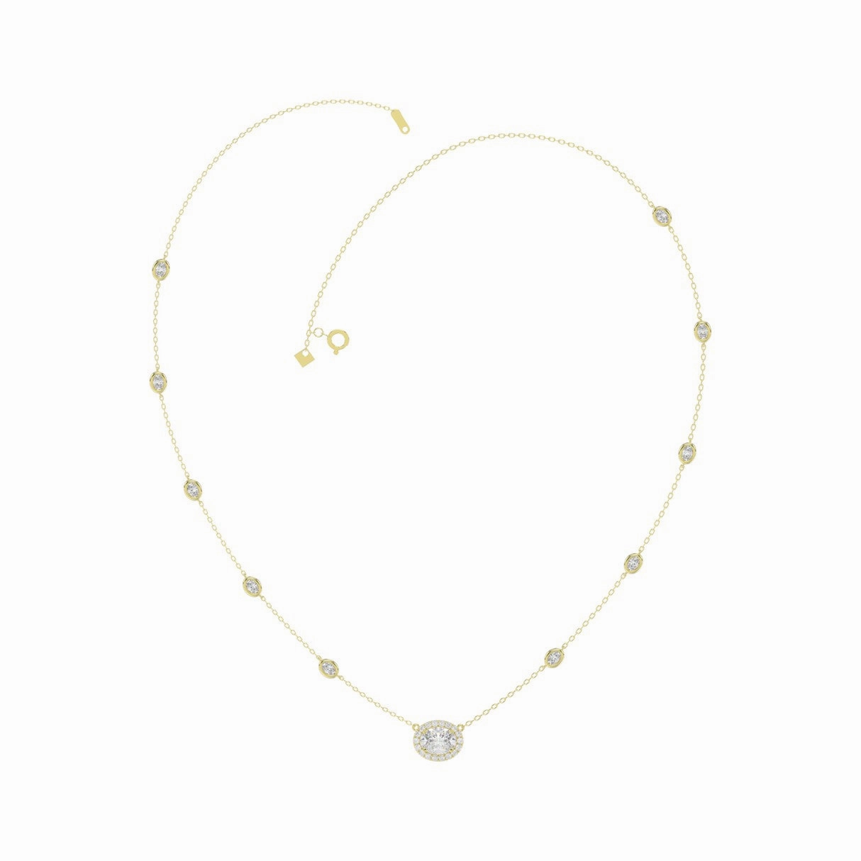 Soft Reflection Expressive Accent 14K YELLOW GOLD 2 1/4CT ROUND/OVAL DIAMOND LADIES NECKLACE