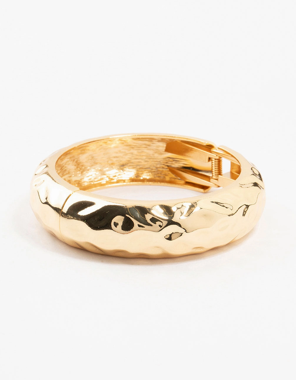 Gold Plated Hammered Wide Bangle Gift-Wrapped