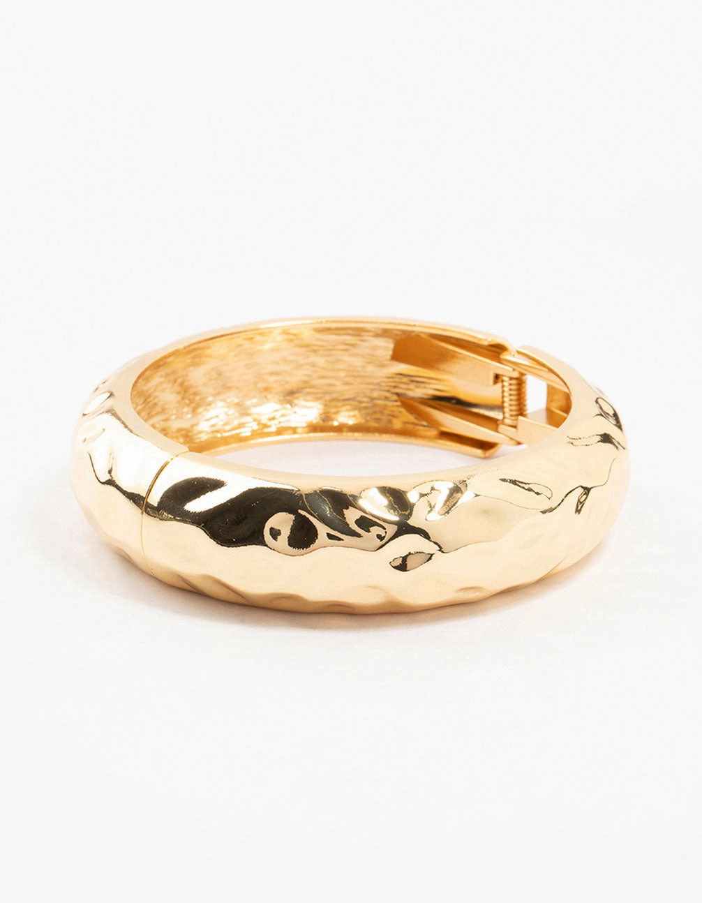 Gold Plated Hammered Wide Bangle Stackable Options Planetary Trend