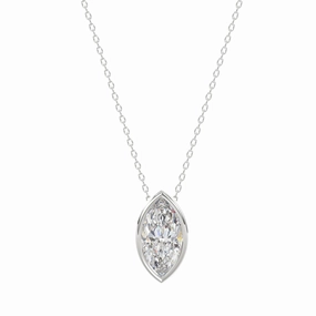Crisp Lines Glamorous Accent LADIES SOLITAIRE PENDANT 1CT MARQUISE DIAMOND 14K WHITE GOLD WITH CHAIN