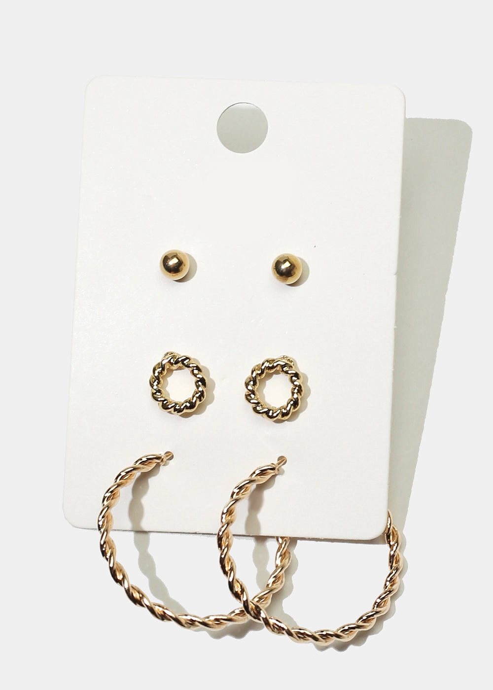 3-Pair Stud & Hoop Earrings Starry Night Charming Style