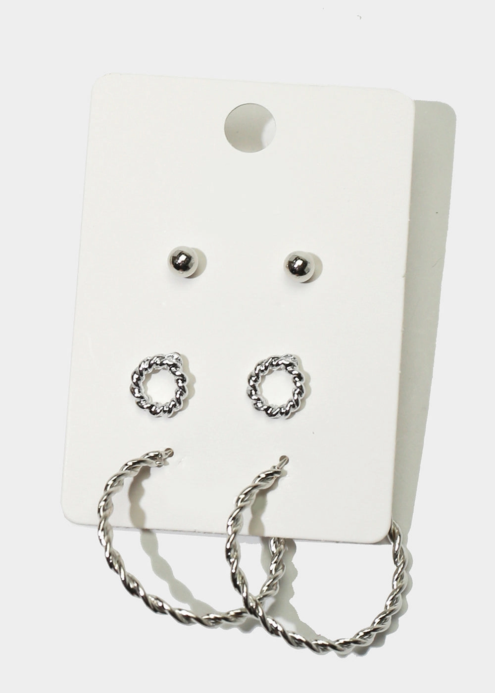 3-Pair Stud & Hoop Earrings Radiant Gems Exquisite Style