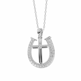 LADIES PENDANT 0.20CT ROUND DIAMOND 14K WHITE GOLD WITH CHAIN Crisp Sparkle