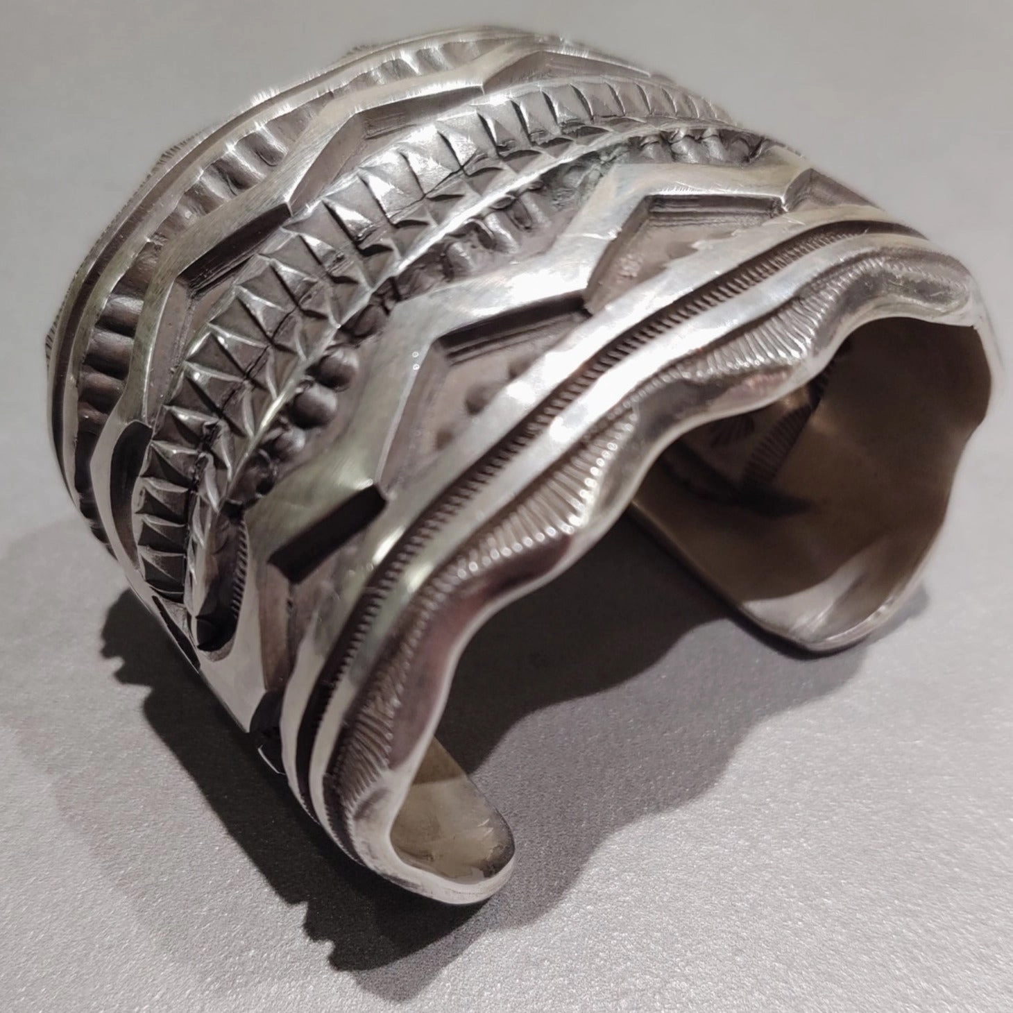 Elvira Bill Navajo  Sterling Silver Bracelet Cuff - Handmade Native American Sleek Form