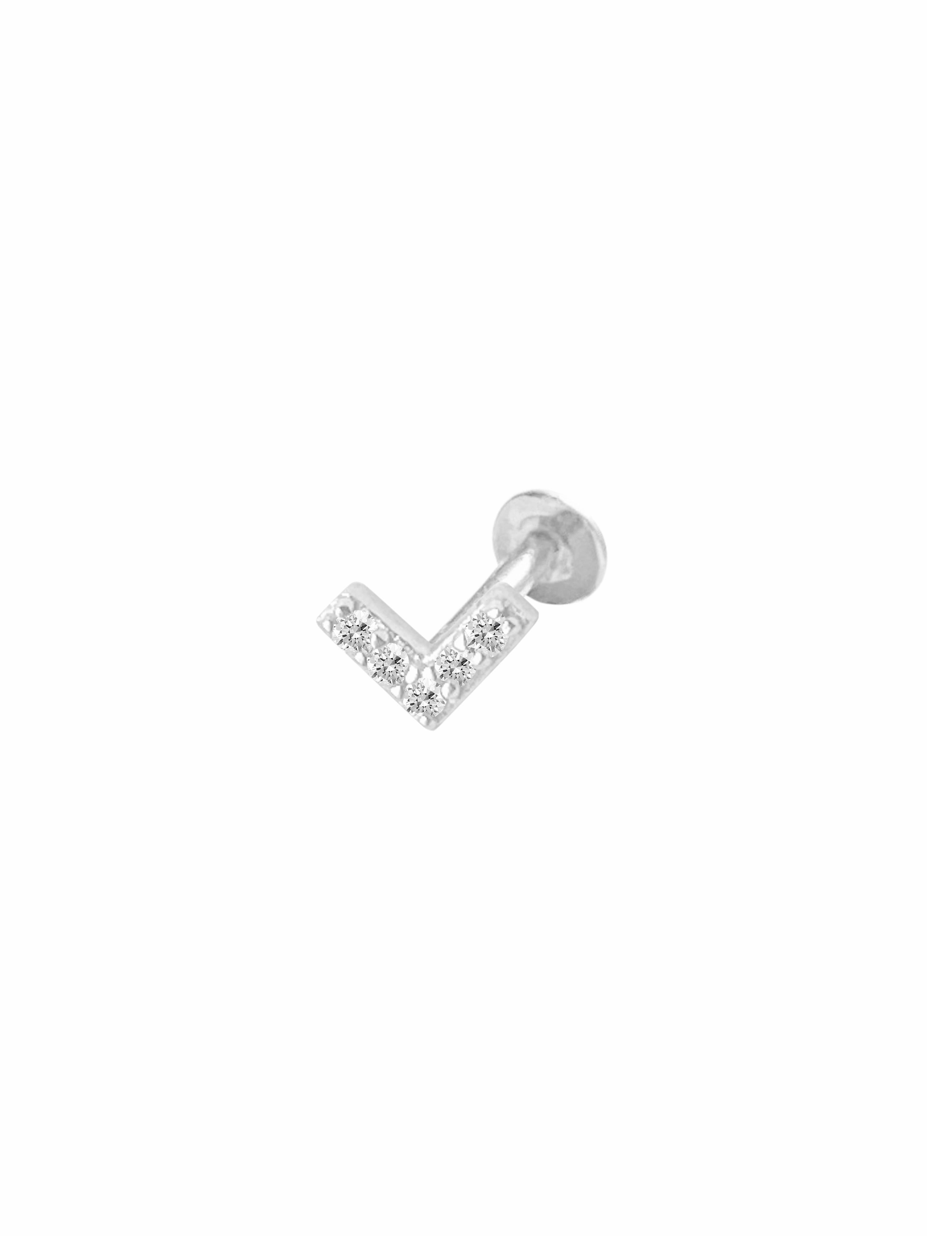 14K Gold Push Flat Back Diamond V Shape Earring Decorative Essential