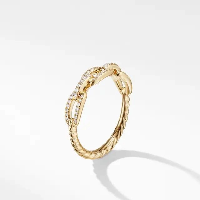Fashion Moment Candid Shot Micron Gold Plated Sterling Silver Micropave Paperclip Ring