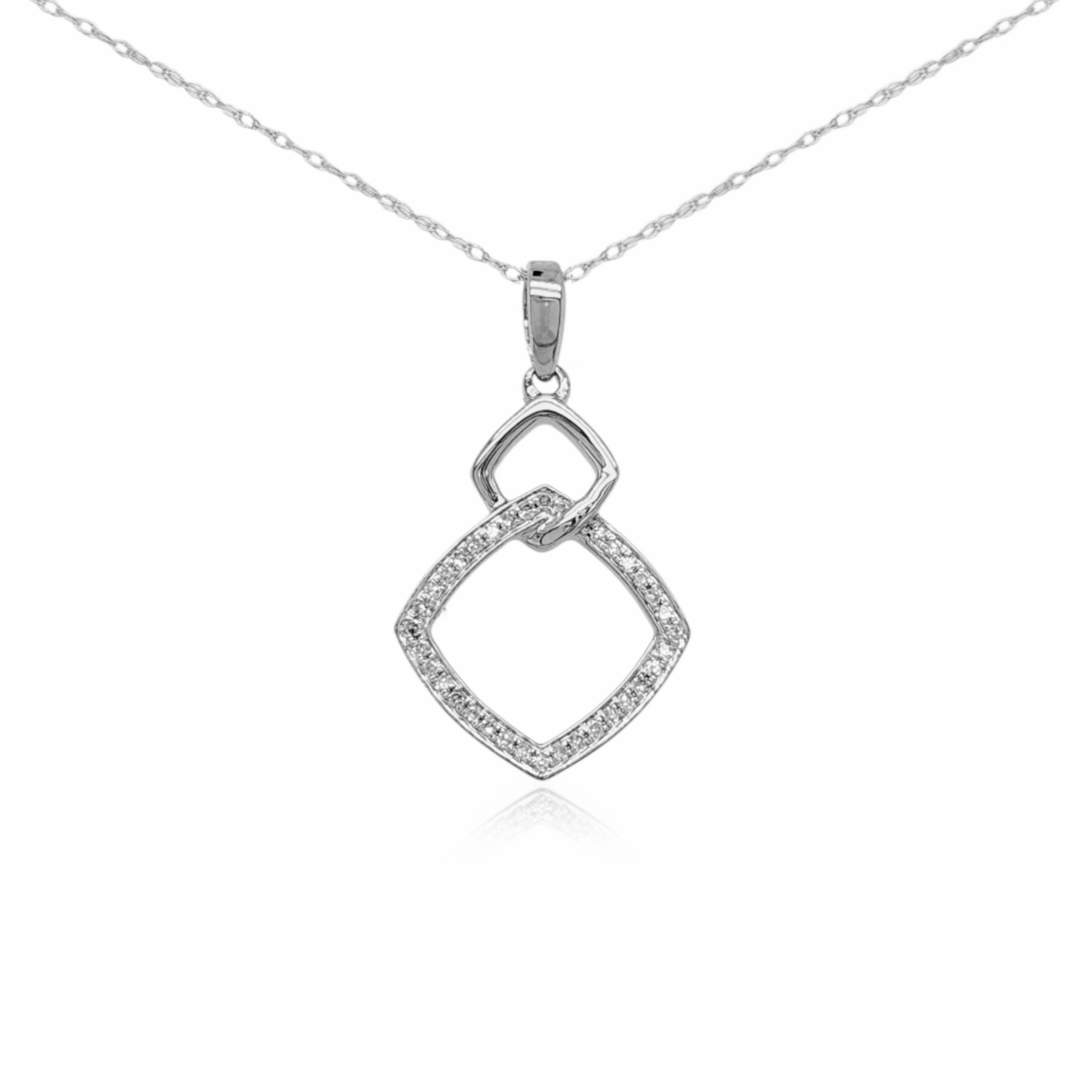 Classic Trend 10K Gold Interlocking Diamond Shape Pendant Necklace