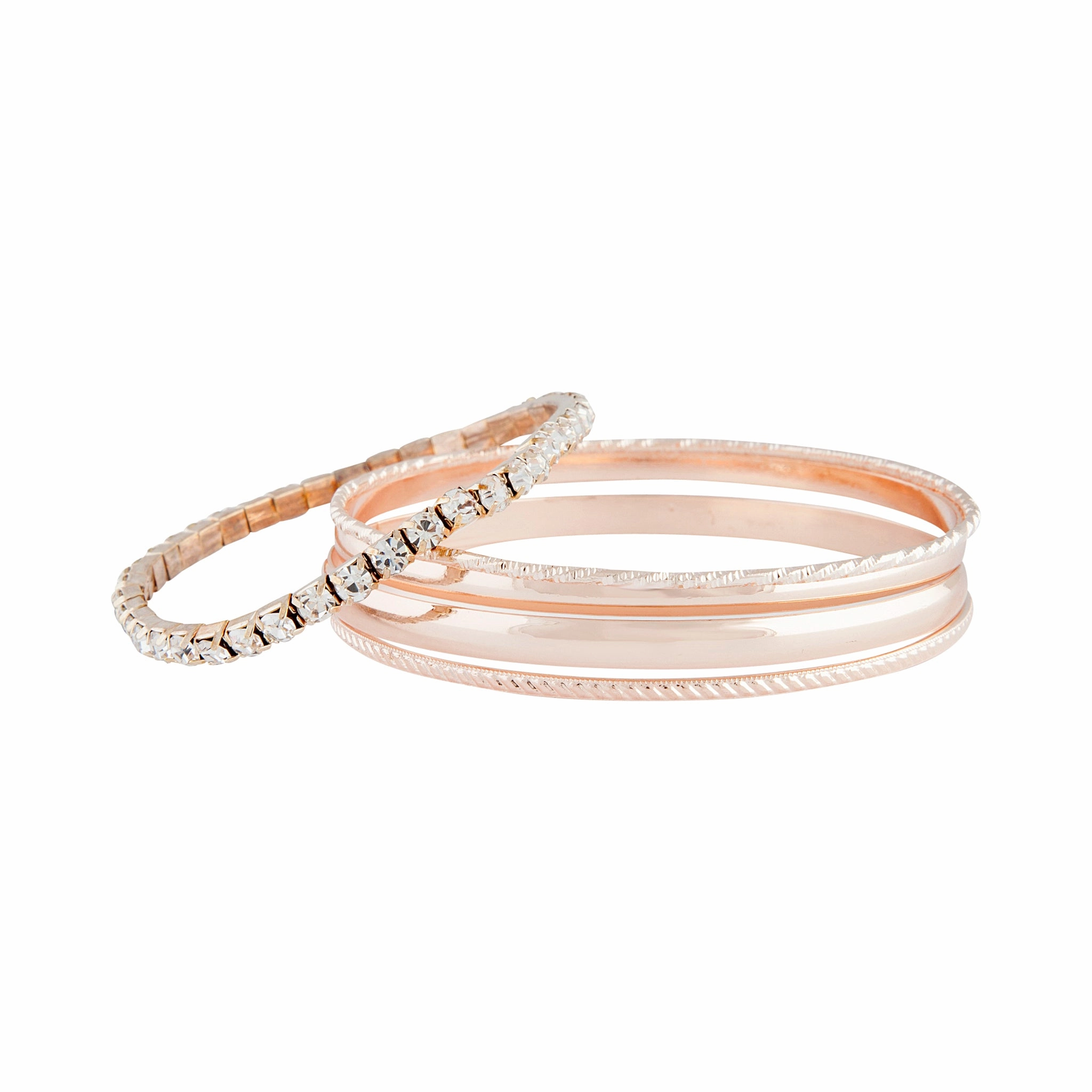 Free Spirit Rose Gold Shiny Duo Bangle 5-Pack